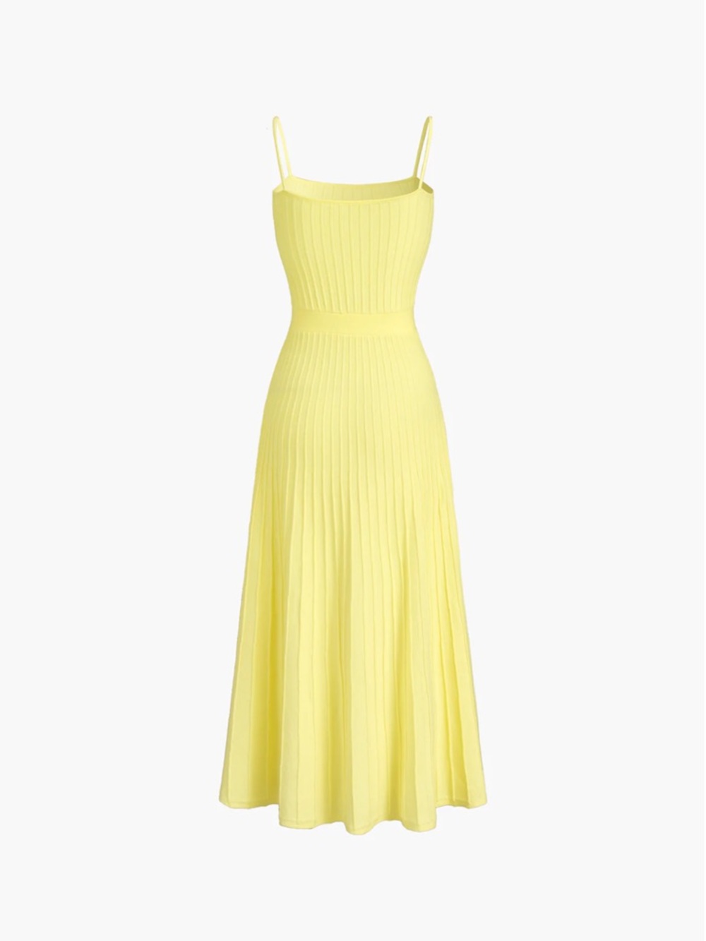 Commense Pleated Spaghetti-Strap Maxi Dress in Pale Yellow - Picture 3 of 4
